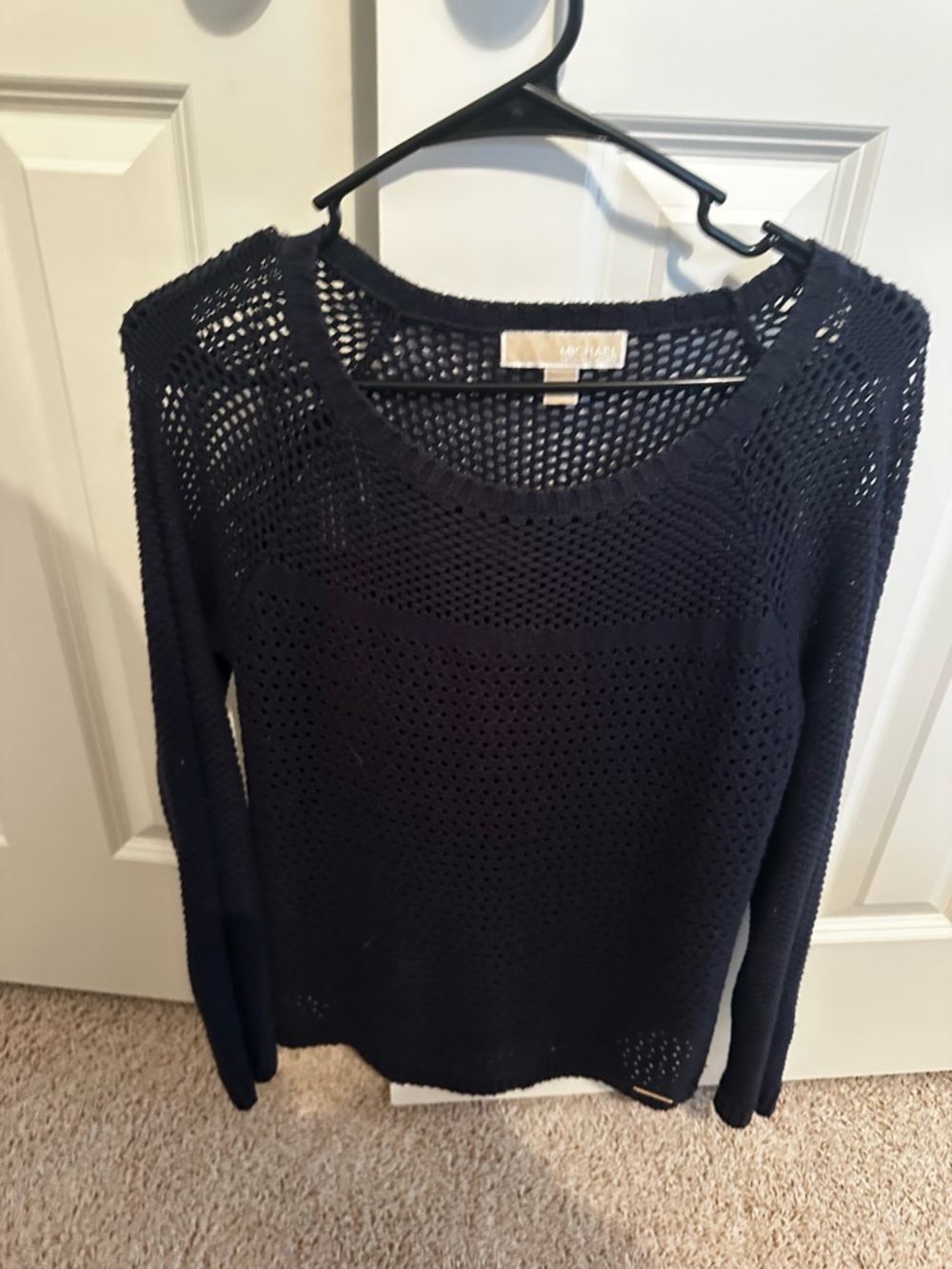 MICHAEL Michael Kors Black Open-Weave Scoop Neck Sweater